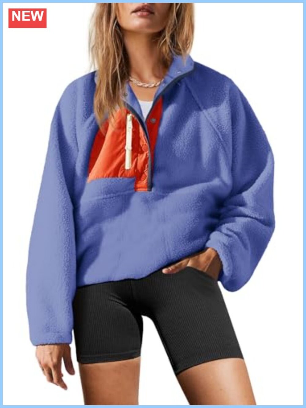 Women's Fleece Pullover Jacket Sherpa Sweatshirt Size M